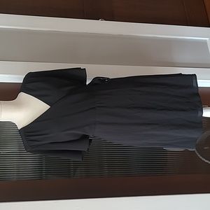 Black Faux Wrap Side Tie Dress with Winged Sleeves - Size XL